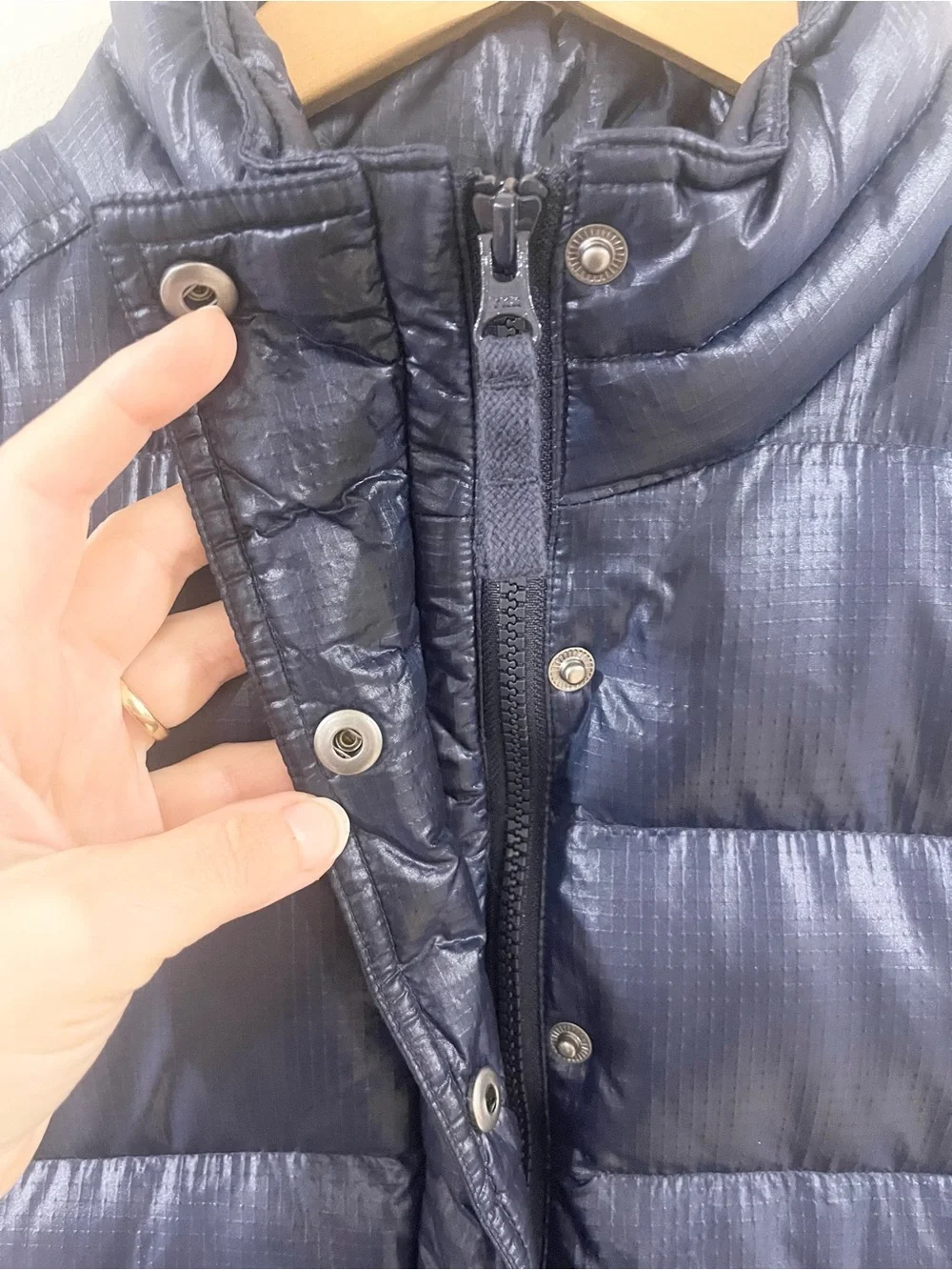 J. Crew Navy Quilted Down Fill Puffer Vest Women’s size L